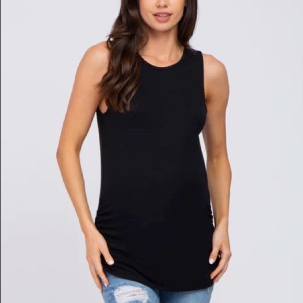 Black Sleeveless Ruched Maternity Top XL